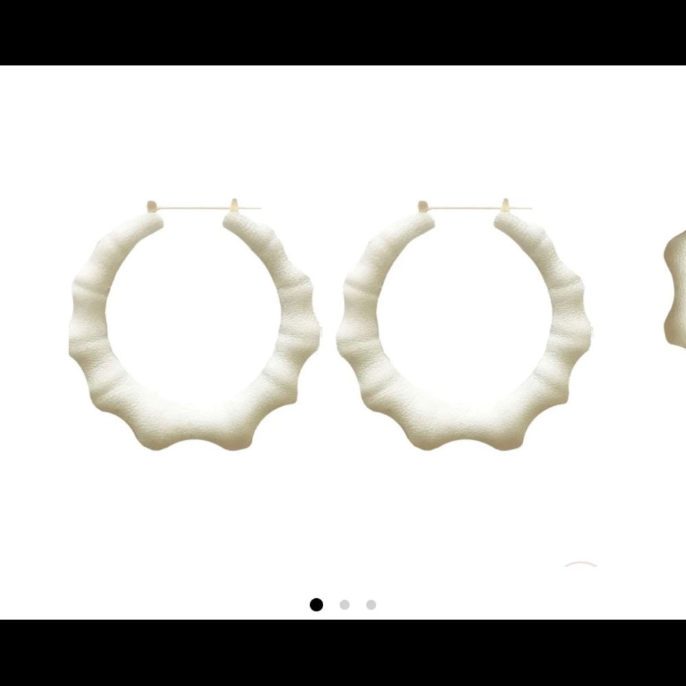 SEVILLE MICHELLE WHITE LEATHER BAMBOO EARRINGS